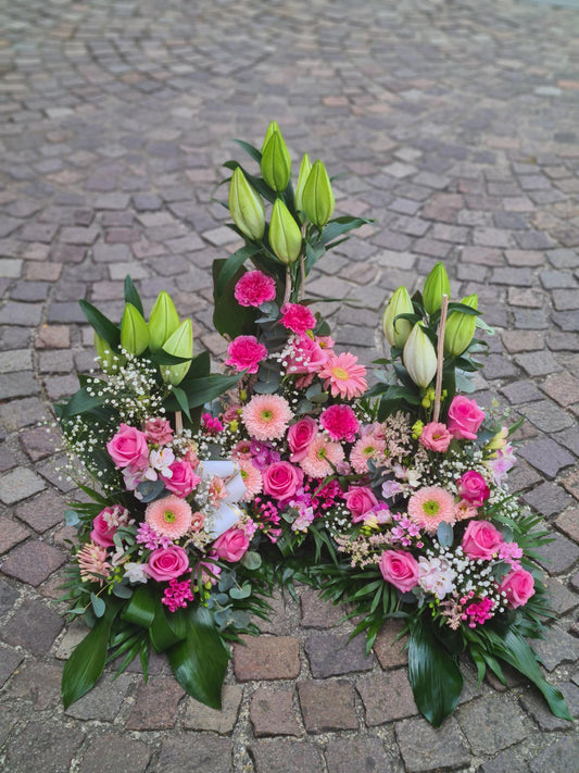 Devant de tombe camaïeu de rose
