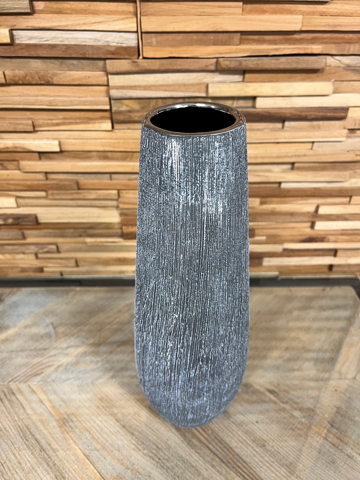Vase texturé gris anthracite