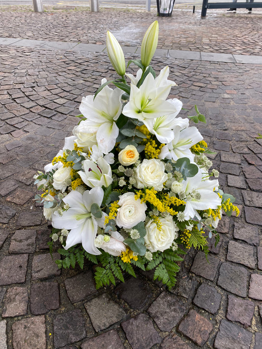 Coussin conique blanc/jaune