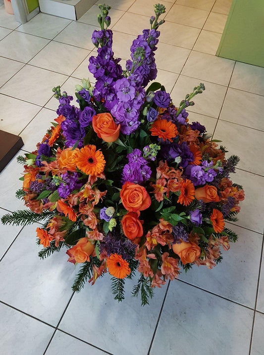 Coussin conique violet/orange